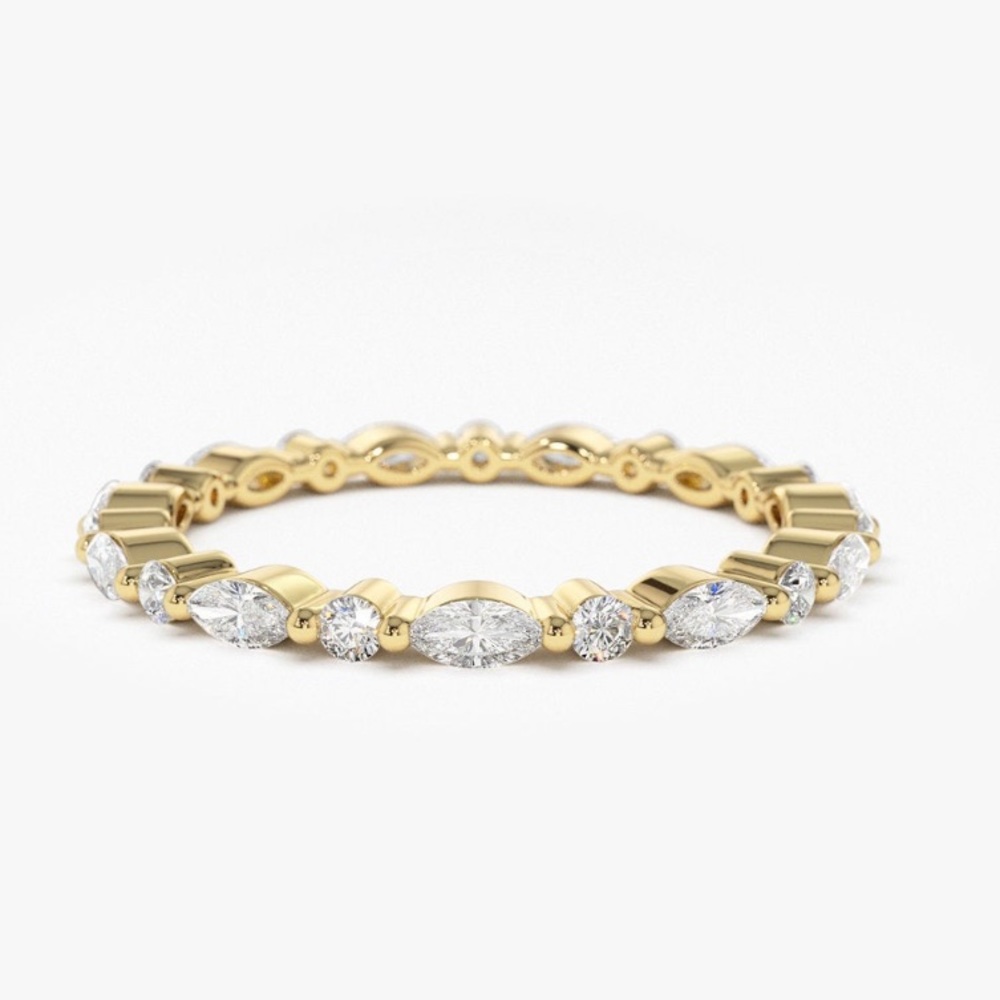 Ferko’s Fine Jewelry Eternity Alternating Marquise Round Diamond Wedding Band
